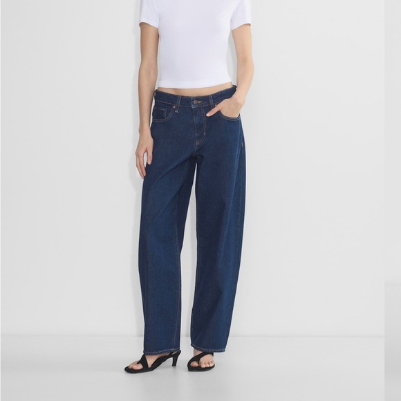 Denim Forum Kai Relaxed Mid Rise Barrel Dark Jeans - Picture 1 of 4